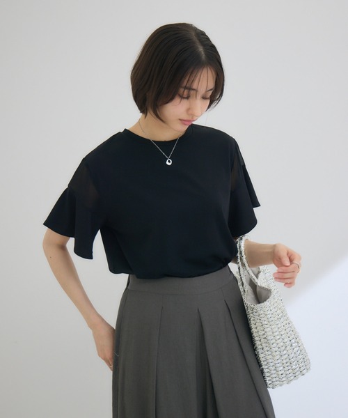 Pillini（ピリーニ）の「袖フレアシアーカットソー（Tシャツ/カットソー・レディース・オフホワイト/ブラック・MEDIUM）」の14枚目の写真
