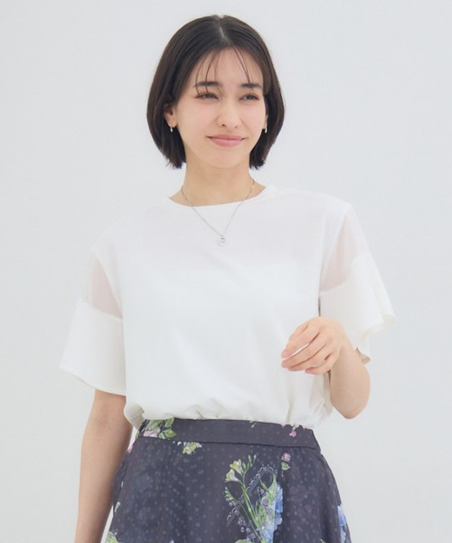 Pillini（ピリーニ）の「袖フレアシアーカットソー（Tシャツ/カットソー・レディース・オフホワイト/ブラック・MEDIUM）」の3枚目の写真