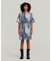 Printed Loose T-Shirt Dress/デニムフレームプリントルーズTシャツワンピース