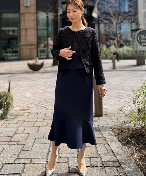 ST.ROONEY(セントルーニー)の「ツイードジャケット【低身長・小柄女性向け】(ノーカラージャケット・レディース・ブラック/ホワイト・XS/S)」の6枚目の写真
