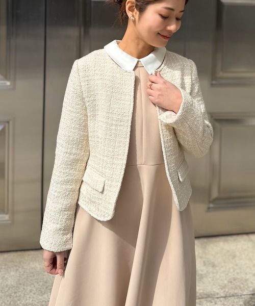 ST.ROONEY(セントルーニー)の「ツイードジャケット【低身長・小柄女性向け】(ノーカラージャケット・レディース・ブラック/ホワイト・XS/S)」の10枚目の写真