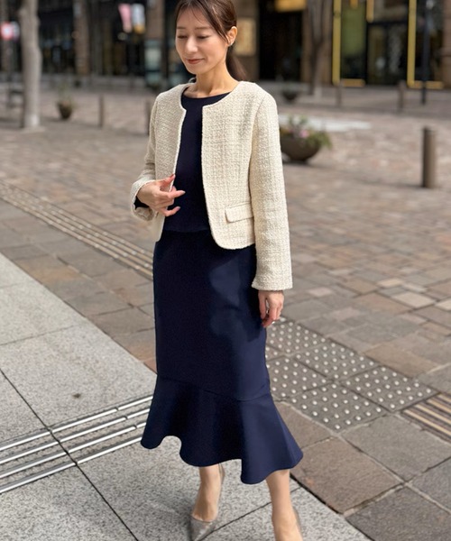 ST.ROONEY(セントルーニー)の「ツイードジャケット【低身長・小柄女性向け】(ノーカラージャケット・レディース・ブラック/ホワイト・XS/S)」の11枚目の写真