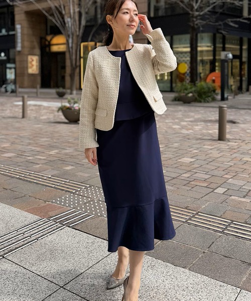 ST.ROONEY(セントルーニー)の「ツイードジャケット【低身長・小柄女性向け】(ノーカラージャケット・レディース・ブラック/ホワイト・XS/S)」の17枚目の写真