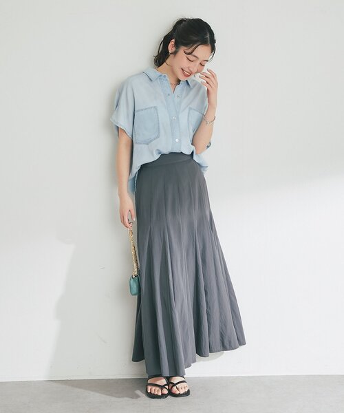 La boutique BonBon(ラブティックボンボン)の「【ゆれる美シルエット】レーヨンナイロンマチマーメイドスカート(スカート・レディース・サックスブルー/チャコールグレー/オフホワイト・PM/38/36)」の13枚目の写真