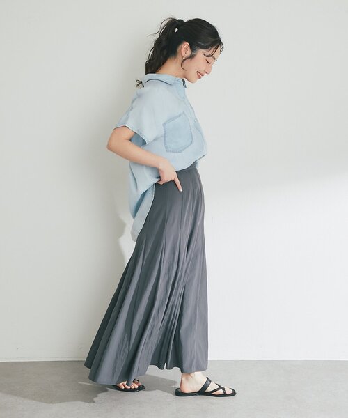 La boutique BonBon(ラブティックボンボン)の「【ゆれる美シルエット】レーヨンナイロンマチマーメイドスカート(スカート・レディース・サックスブルー/チャコールグレー/オフホワイト・PM/38/36)」の14枚目の写真