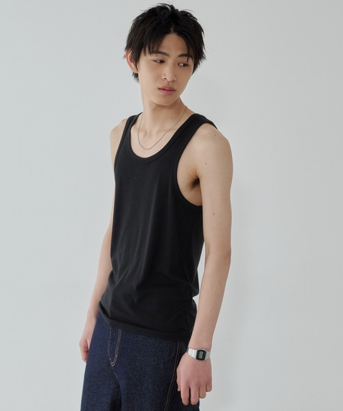 WEGO(ウィゴー)の「WEGO/【26年春夏新作】コットンリブタンクトップ(タンクトップ・メンズ・ブラック/ホワイト/ブラック系その他/カーキ/ブラウン・LARGE/MEDIUM)」の15枚目の写真