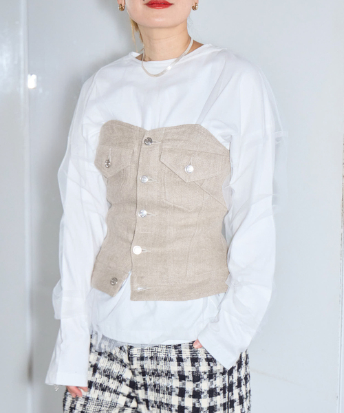 TANAKA(タナカ)の「TANAKA BUSTIER ST-157-26-LI:ビスチェ(シャツ/ブラウス・レディース・ベージュ・MEDIUM)」の3枚目の写真