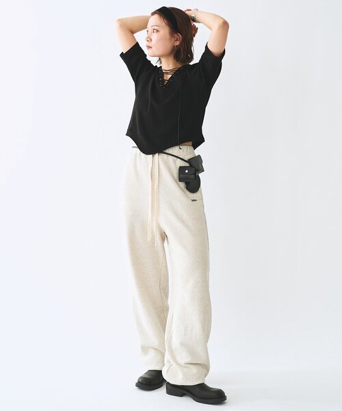 Whim Gazette（ウィムガゼット）の「【Nuition】スウェットパンツ（スウェットパンツ・レディース・アイボリー/ブラウン・FREE）」の5枚目の写真