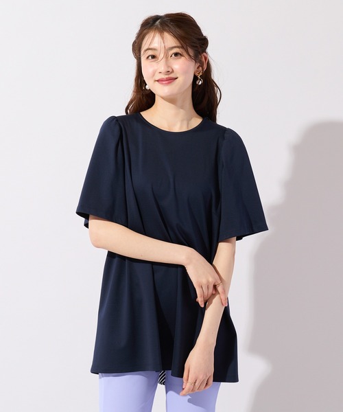 Rose Tiara(ローズティアラ)の「【接触冷感/UVカット】レイヤード風バックリボンカットソー(Tシャツ/カットソー・レディース・ネイビー・40/42/46)」の2枚目の写真