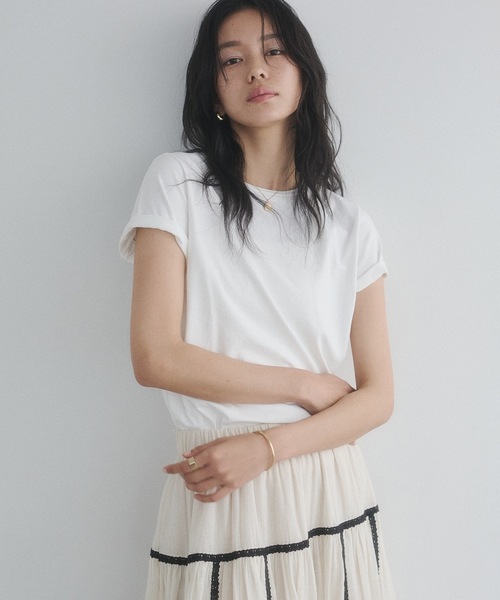 hunch(ハンチ)の「USAコットン ベーシック Tシャツ(Tシャツ/カットソー・レディース・レッド/カーキ/ブラック/ネイビー/オフホワイト・FREE)」の12枚目の写真