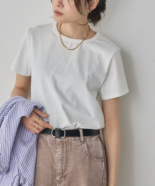 hunch(ハンチ)の「USAコットン ベーシック Tシャツ(Tシャツ/カットソー・レディース・レッド/カーキ/ブラック/ネイビー/オフホワイト・FREE)」の16枚目の写真