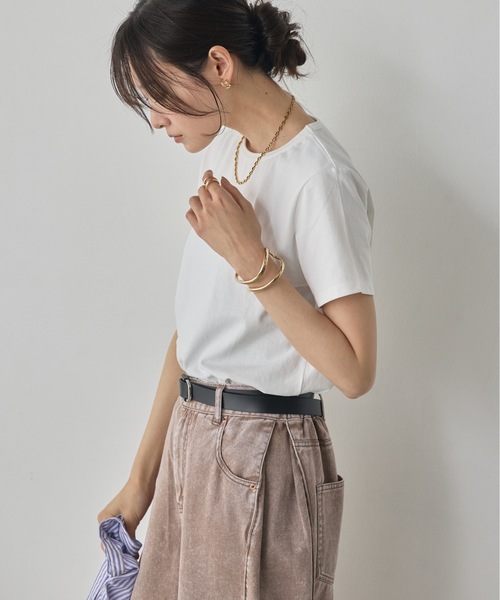 hunch(ハンチ)の「USAコットン ベーシック Tシャツ(Tシャツ/カットソー・レディース・レッド/カーキ/ブラック/ネイビー/オフホワイト・FREE)」の17枚目の写真