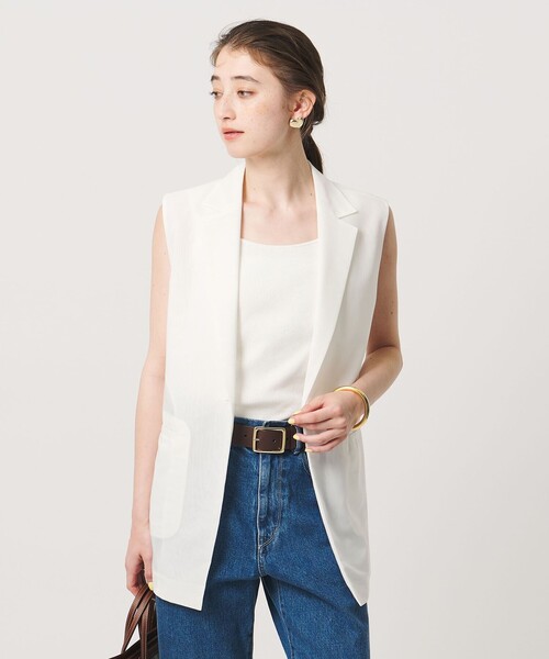 UNITED ARROWS（ユナイテッドアローズ）の「シアー ミドル ベスト ‐ウォッシャブル‐（ベスト・レディース・オフホワイト/ブラック・FREE）」の2枚目の写真