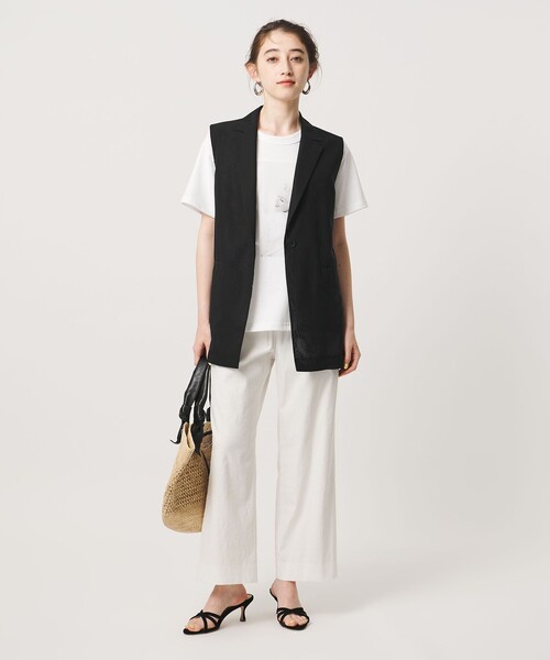 UNITED ARROWS（ユナイテッドアローズ）の「シアー ミドル ベスト ‐ウォッシャブル‐（ベスト・レディース・オフホワイト/ブラック・FREE）」の4枚目の写真