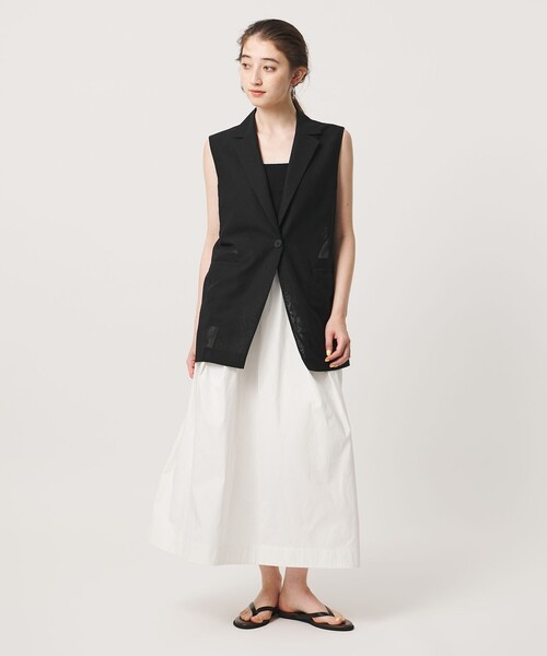 UNITED ARROWS（ユナイテッドアローズ）の「シアー ミドル ベスト ‐ウォッシャブル‐（ベスト・レディース・オフホワイト/ブラック・FREE）」の5枚目の写真