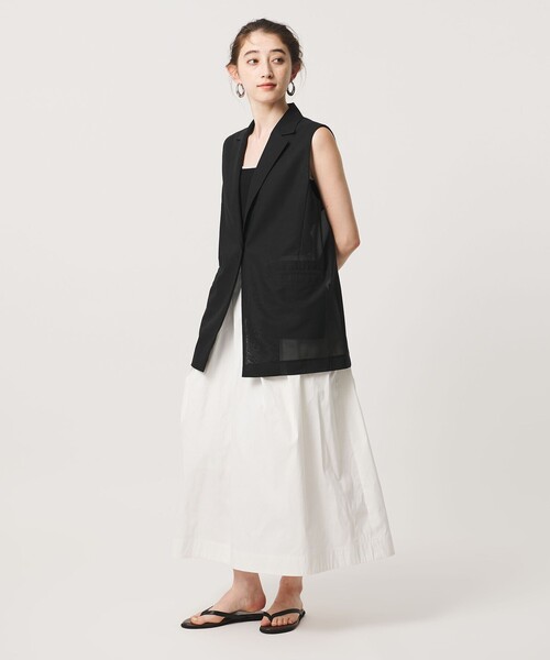UNITED ARROWS（ユナイテッドアローズ）の「シアー ミドル ベスト ‐ウォッシャブル‐（ベスト・レディース・オフホワイト/ブラック・FREE）」の6枚目の写真