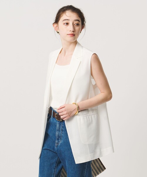 UNITED ARROWS（ユナイテッドアローズ）の「シアー ミドル ベスト ‐ウォッシャブル‐（ベスト・レディース・オフホワイト/ブラック・FREE）」の7枚目の写真