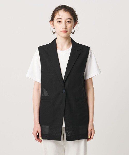 UNITED ARROWS（ユナイテッドアローズ）の「シアー ミドル ベスト ‐ウォッシャブル‐（ベスト・レディース・オフホワイト/ブラック・FREE）」の9枚目の写真