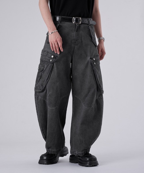狐独（コドク）の「ダブルポケットカコウカーブデニムパンツ（デニムパンツ・メンズ・ブラック・LARGE/MEDIUM/SMALL）」の3枚目の写真