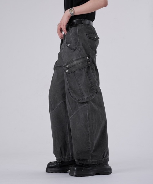 狐独（コドク）の「ダブルポケットカコウカーブデニムパンツ（デニムパンツ・メンズ・ブラック・LARGE/MEDIUM/SMALL）」の4枚目の写真