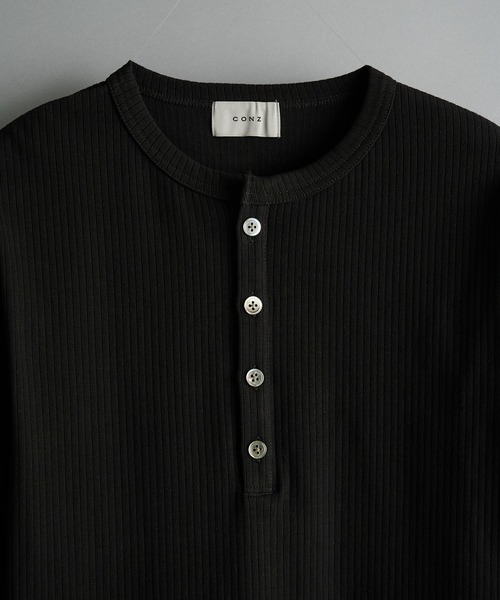 CONZ(コンズ)の「rib henry long tee(Tシャツ/カットソー・メンズ・ライトグレー/ネイビー/ダークグレー/ブラック・1/3/2)」の6枚目の写真