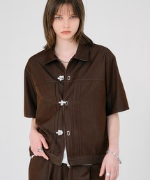 DENIM-LIKE TOGGLE BUCKLE SHIRT JACKET / デニムライクトグルバックルシャツジャケット