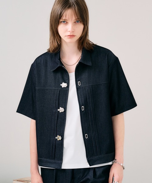 セール】DENIM-LIKE TOGGLE BUCKLE SHIRT JACKET / デニムライクトグル