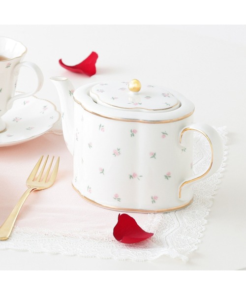【美品】フランツ　FRANZ　ティーポット　桜 クラシックローズ ティーポット ピンク カフェ ドット柄 急須 純喫茶