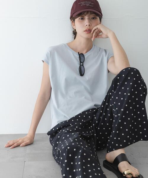 URBAN RESEARCH Sonny Label(アーバンリサーチサニーレーベル)の「『UR TECH ひやサラクール』フレンチスリーブプルオーバー(Tシャツ/カットソー・レディース・オフホワイト/レッド/ブルー系その他/ブラック・FREE)」の4枚目の写真
