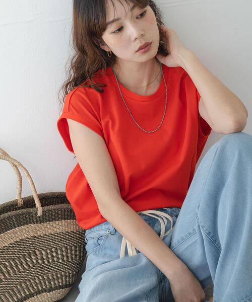 URBAN RESEARCH Sonny Label(アーバンリサーチサニーレーベル)の「『UR TECH ひやサラクール』フレンチスリーブプルオーバー(Tシャツ/カットソー・レディース・オフホワイト/レッド/ブルー系その他/ブラック・FREE)」の1枚目の写真