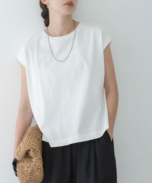 URBAN RESEARCH Sonny Label(アーバンリサーチサニーレーベル)の「『UR TECH ひやサラクール』フレンチスリーブプルオーバー(Tシャツ/カットソー・レディース・オフホワイト/レッド/ブルー系その他/ブラック・FREE)」の14枚目の写真