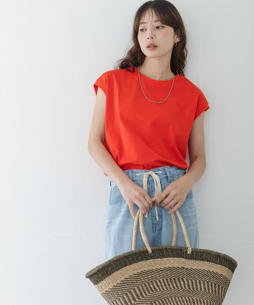 URBAN RESEARCH Sonny Label(アーバンリサーチサニーレーベル)の「『UR TECH ひやサラクール』フレンチスリーブプルオーバー(Tシャツ/カットソー・レディース・オフホワイト/レッド/ブルー系その他/ブラック・FREE)」の5枚目の写真