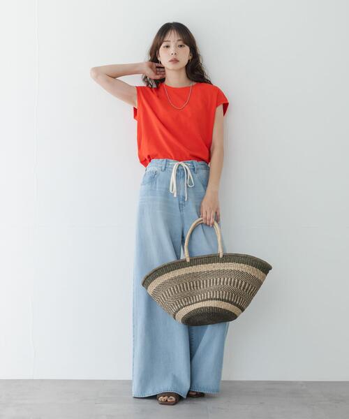 URBAN RESEARCH Sonny Label(アーバンリサーチサニーレーベル)の「『UR TECH ひやサラクール』フレンチスリーブプルオーバー(Tシャツ/カットソー・レディース・オフホワイト/レッド/ブルー系その他/ブラック・FREE)」の6枚目の写真