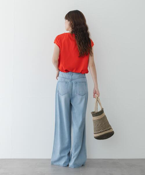 URBAN RESEARCH Sonny Label(アーバンリサーチサニーレーベル)の「『UR TECH ひやサラクール』フレンチスリーブプルオーバー(Tシャツ/カットソー・レディース・オフホワイト/レッド/ブルー系その他/ブラック・FREE)」の7枚目の写真