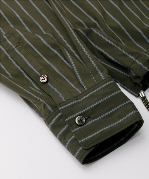 beautiful people（ビューティフルピープル）の「stretch stripe big QOL tag shirts（シャツ/ブラウス・レディース・ブルーグレー/オリーブ・38）」の6枚目の写真