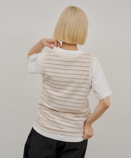 WHIMSIC(ウィムジック)の「【UNISEX/2サイズ展開】サーマルボーダータンクトップ(タンクトップ・メンズ・チャコールグレー/パープル/オフホワイト・2/1)」の6枚目の写真