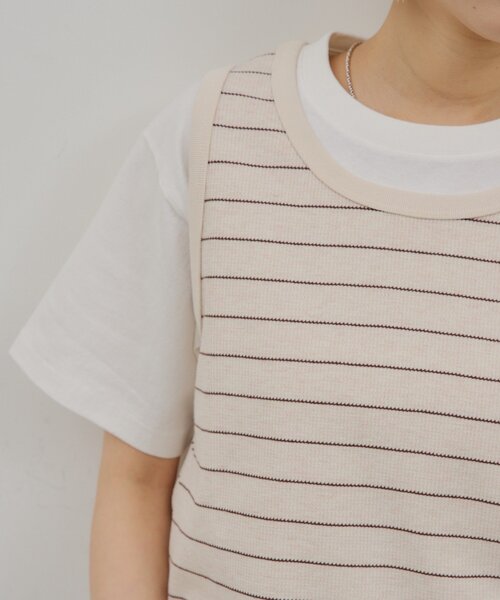 WHIMSIC(ウィムジック)の「【UNISEX/2サイズ展開】サーマルボーダータンクトップ(タンクトップ・メンズ・チャコールグレー/パープル/オフホワイト・2/1)」の8枚目の写真