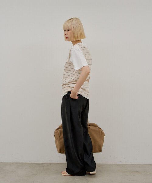 WHIMSIC(ウィムジック)の「【UNISEX/2サイズ展開】サーマルボーダータンクトップ(タンクトップ・メンズ・チャコールグレー/パープル/オフホワイト・2/1)」の11枚目の写真