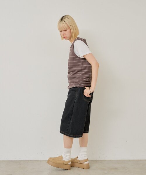 WHIMSIC(ウィムジック)の「【UNISEX/2サイズ展開】サーマルボーダータンクトップ(タンクトップ・メンズ・チャコールグレー/パープル/オフホワイト・2/1)」の18枚目の写真