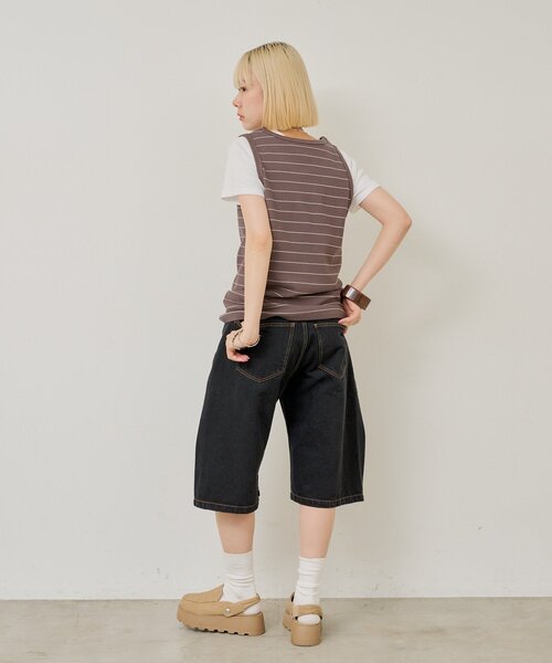 WHIMSIC(ウィムジック)の「【UNISEX/2サイズ展開】サーマルボーダータンクトップ(タンクトップ・メンズ・チャコールグレー/パープル/オフホワイト・2/1)」の19枚目の写真
