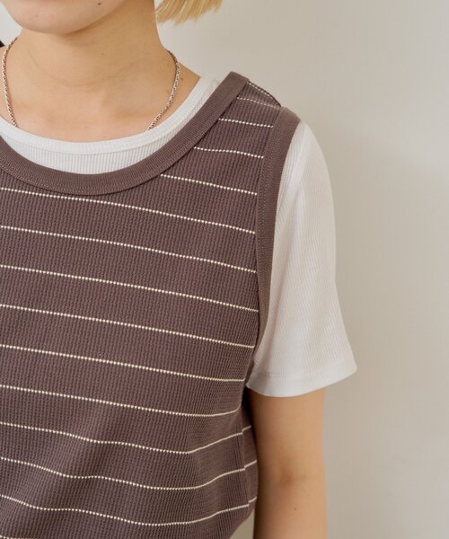 WHIMSIC(ウィムジック)の「【UNISEX/2サイズ展開】サーマルボーダータンクトップ(タンクトップ・メンズ・チャコールグレー/パープル/オフホワイト・2/1)」の20枚目の写真