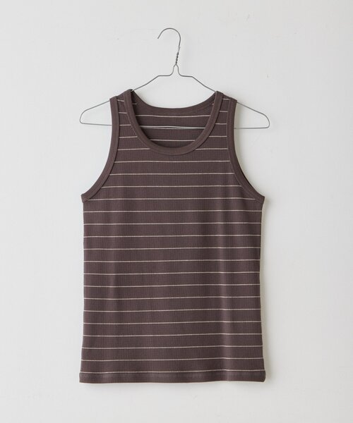 WHIMSIC(ウィムジック)の「【UNISEX/2サイズ展開】サーマルボーダータンクトップ(タンクトップ・メンズ・チャコールグレー/パープル/オフホワイト・2/1)」の22枚目の写真