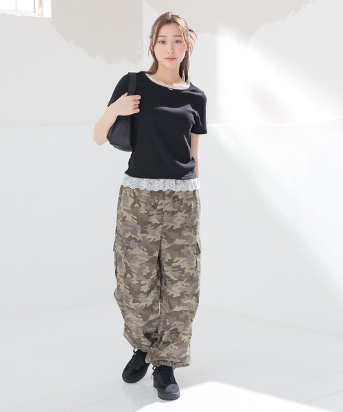 Honeys(ハニーズ)の「レース付トップス(Tシャツ/カットソー・レディース・ヘザーチャコール/ピンク/ブラック/レッド・L/M/S)」の5枚目の写真