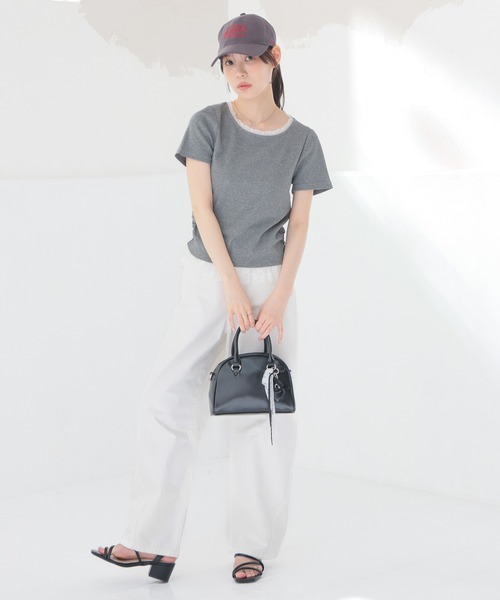 Honeys(ハニーズ)の「レース付トップス(Tシャツ/カットソー・レディース・ヘザーチャコール/ピンク/ブラック/レッド・L/M/S)」の12枚目の写真