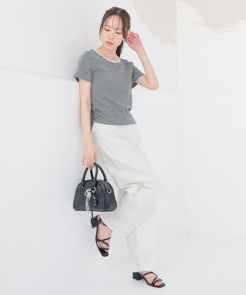 Honeys(ハニーズ)の「レース付トップス(Tシャツ/カットソー・レディース・ヘザーチャコール/ピンク/ブラック/レッド・L/M/S)」の13枚目の写真
