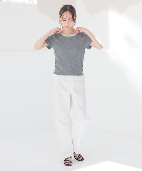 Honeys(ハニーズ)の「レース付トップス(Tシャツ/カットソー・レディース・ヘザーチャコール/ピンク/ブラック/レッド・L/M/S)」の14枚目の写真