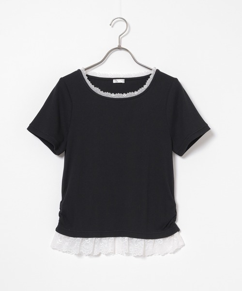 Honeys(ハニーズ)の「レース付トップス(Tシャツ/カットソー・レディース・ヘザーチャコール/ピンク/ブラック/レッド・L/M/S)」の16枚目の写真