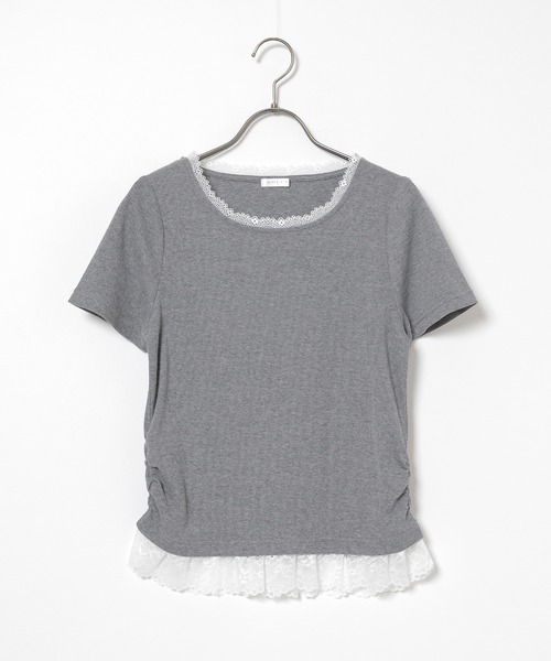Honeys(ハニーズ)の「レース付トップス(Tシャツ/カットソー・レディース・ヘザーチャコール/ピンク/ブラック/レッド・L/M/S)」の22枚目の写真