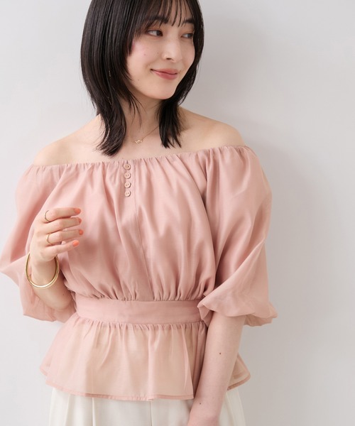 VIS(ビス)の「【夏トク価格】ドットアソート2WAYオフショルペプラムブラウス(シャツ/ブラウス・レディース・ブラック/ベージュ系その他/ピンク/ホワイト系その他・FREE)」の21枚目の写真