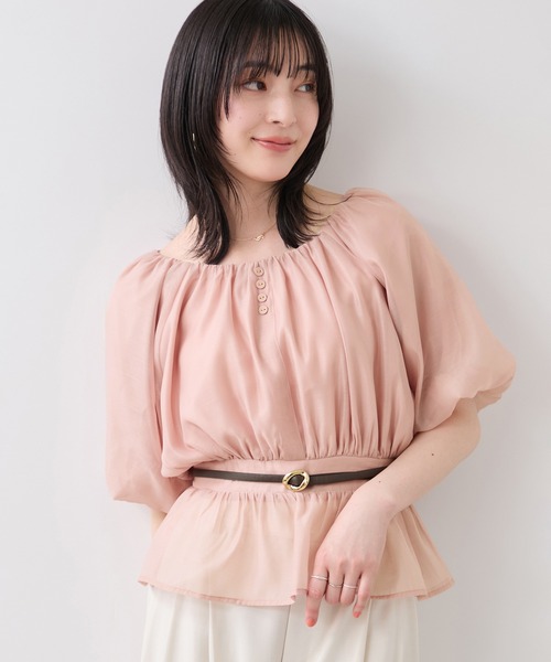 VIS(ビス)の「【夏トク価格】ドットアソート2WAYオフショルペプラムブラウス(シャツ/ブラウス・レディース・ブラック/ベージュ系その他/ピンク/ホワイト系その他・FREE)」の19枚目の写真